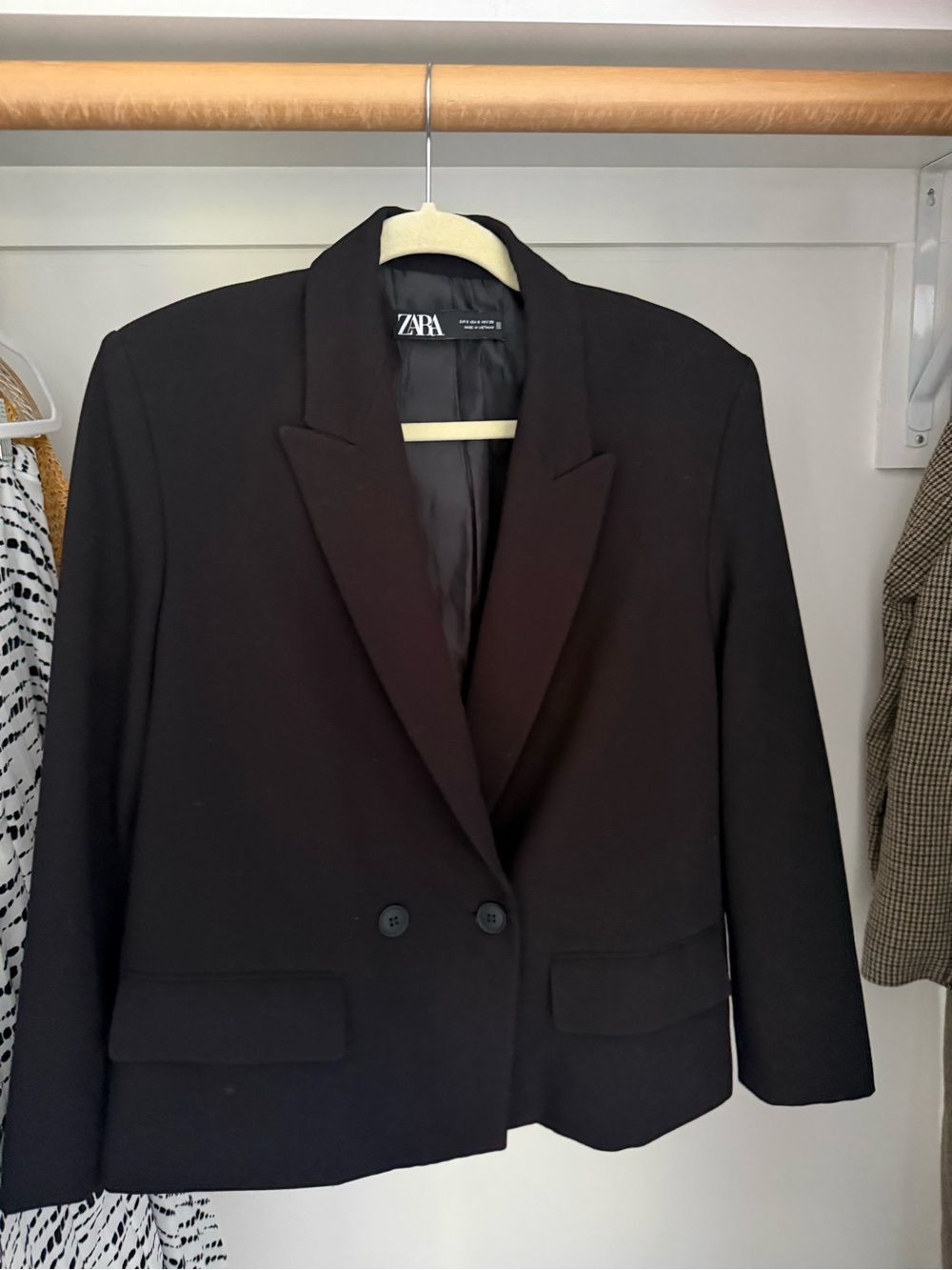 ZARA Black Double-Breasted Women's Blazer